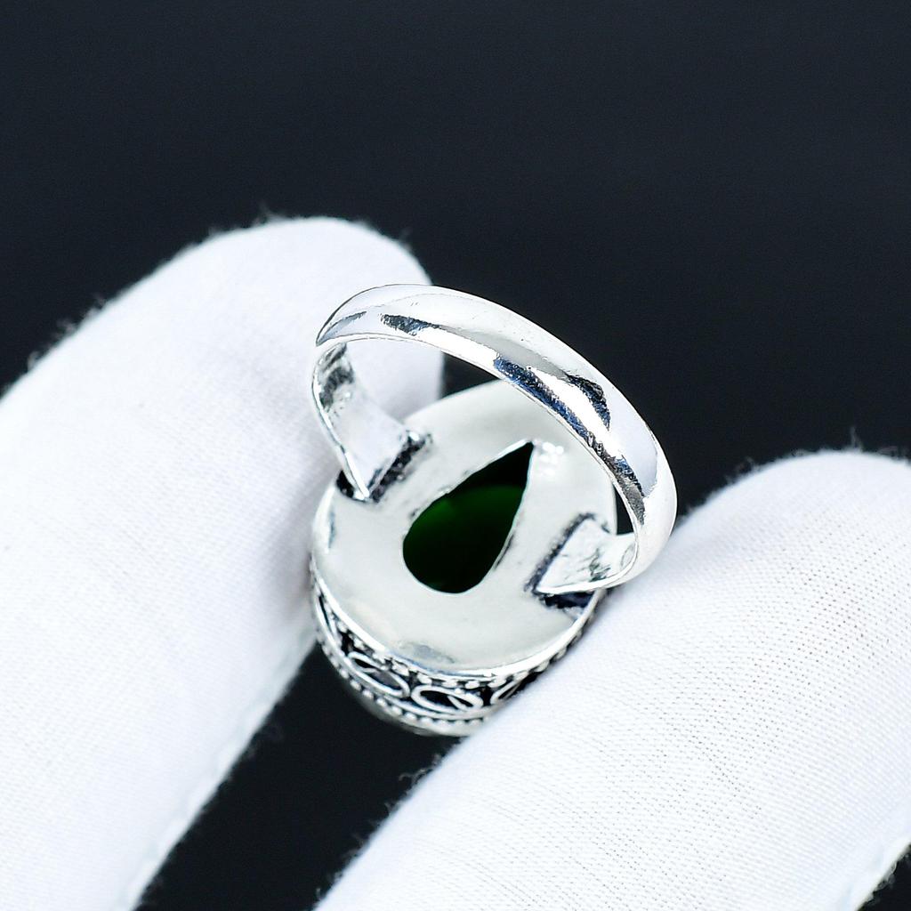 Smaragd edelsteen ring, 925 sterling zilveren sieraad, handgemaakte ring, opvallende zilveren smaragd ring, verjaardagscadeau voor Valentijnsdag