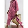 A New Women's Five-sleeved Striped Cardigan with A Lapel Shirt Dress