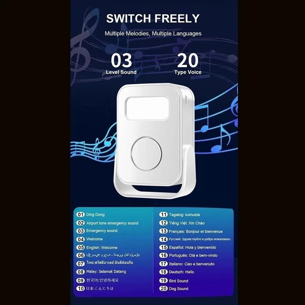 Recording Function Intelligent Welcome Doorbell PIR Motion Detector Door Bell Chime  Welcome Device