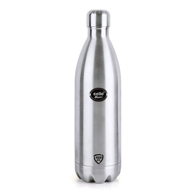 Vakuumisolierte Edelstahl-Wasserflasche für heiße und kalte Getränke | 750 ml Silberne Flasche für Büro, Reisen, Fitnessstudio | Auslaufsicheres, elegantes, leicht zu reinigendes Design