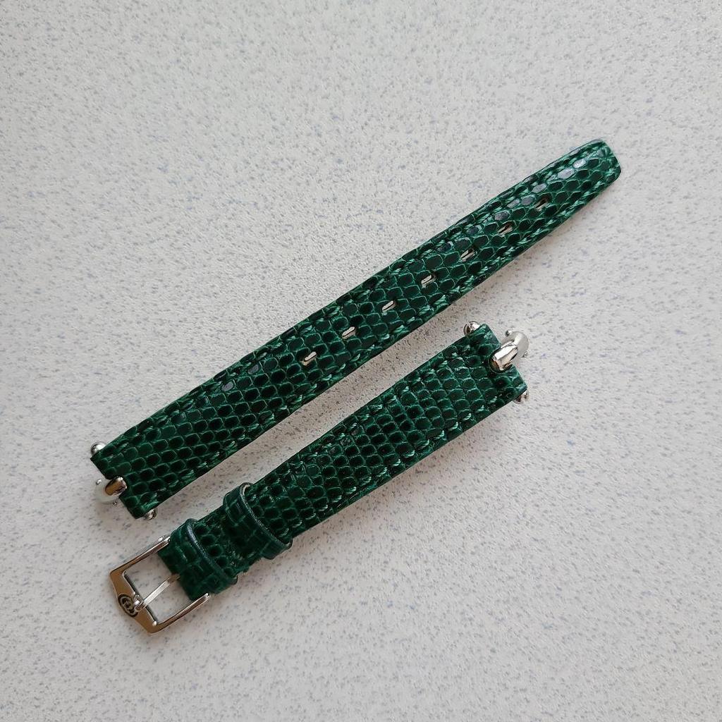Used GUCCI Watch Replacement Strap Green Crocodile Embossed 10mm & Case Included