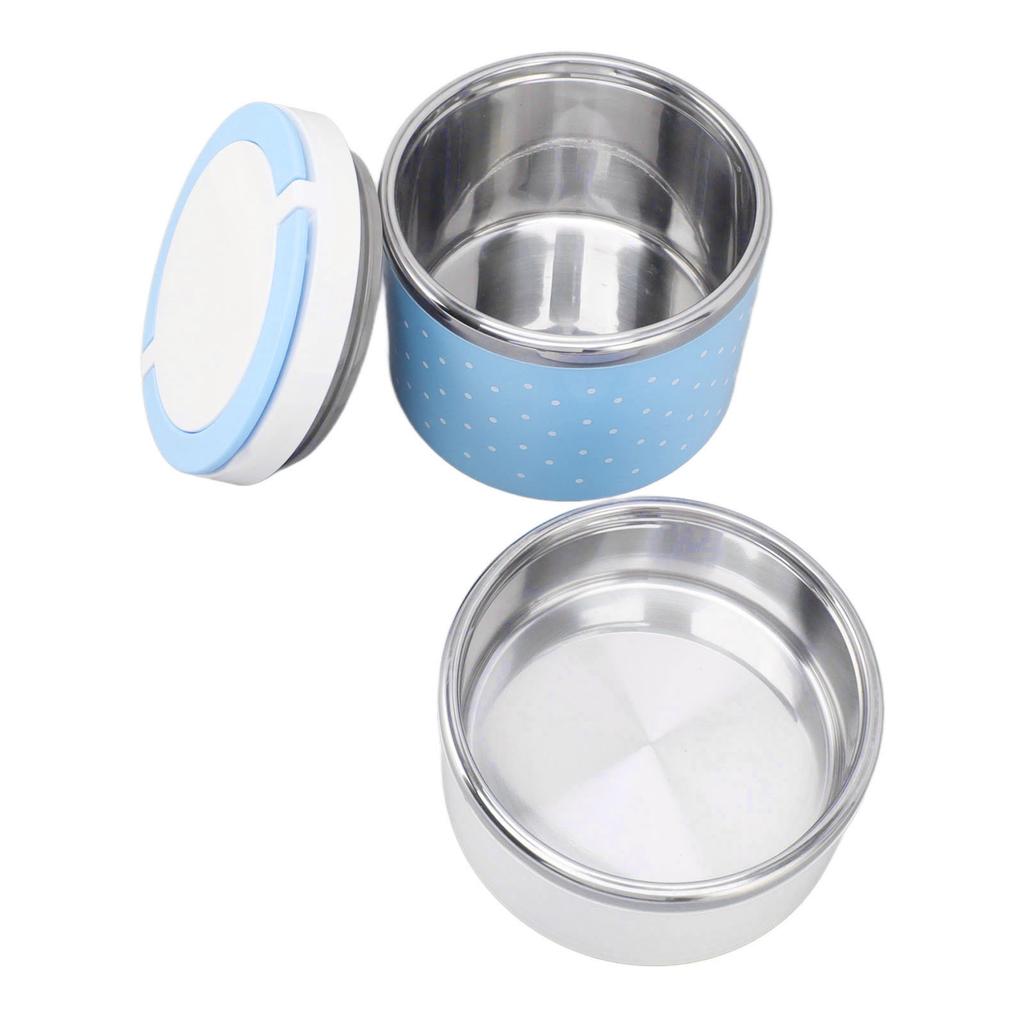 Bento Lunch Box Stainless Steel Lightweight PP Housing Double Layer Anti Leakage Food Lunch Container for Student Blue