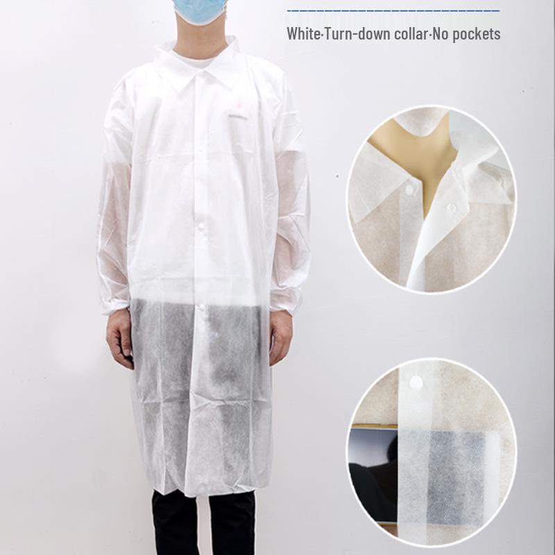 Einweg Vliesmantel für Labor & Küche - Staubdicht, Verdickt Weiß