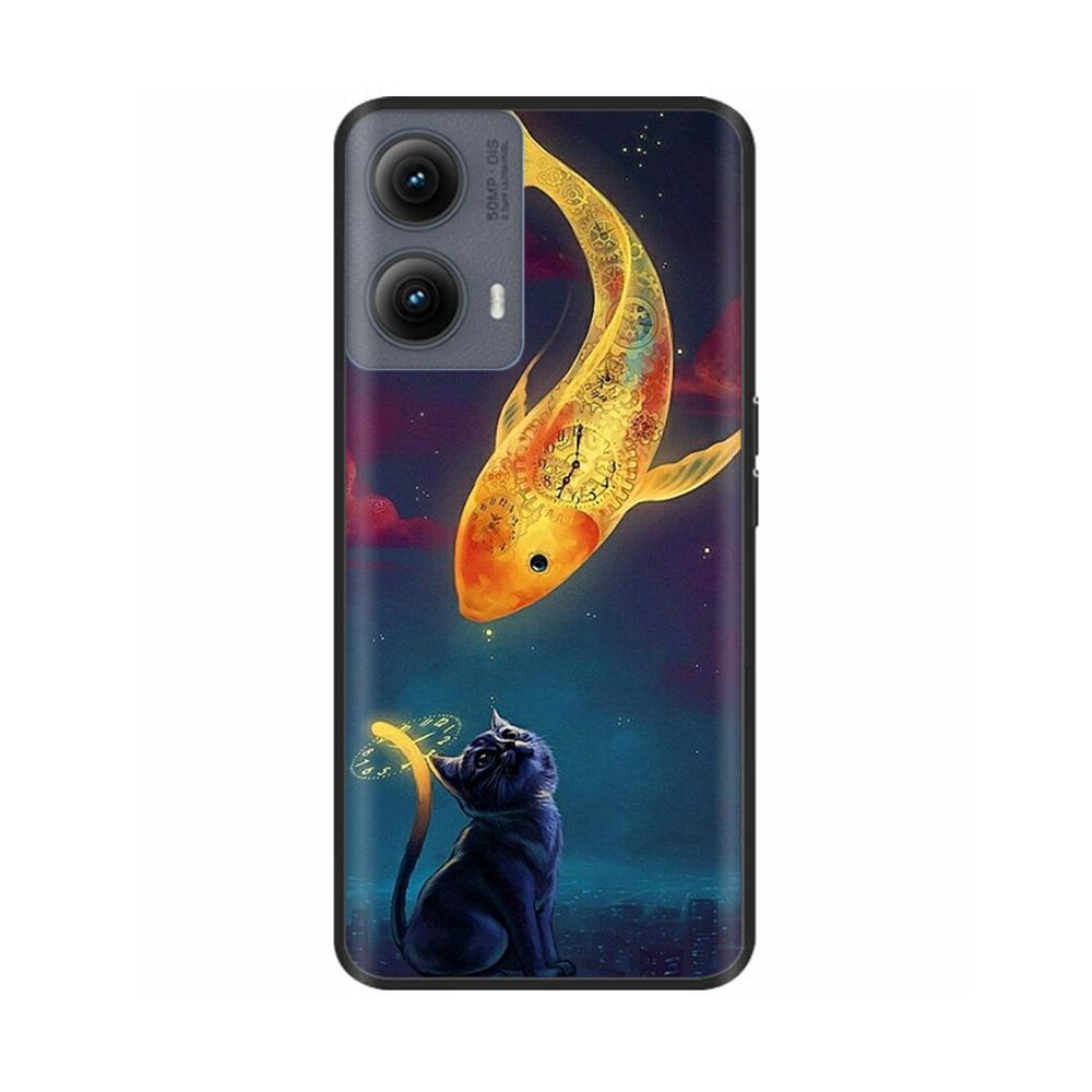 Silicone Casing For Motorola Edge 2024 Case Lovely Cartoon Soft TPU Black Cover For Moto Edge 2024 6.6" Shockproof Fundas Capa