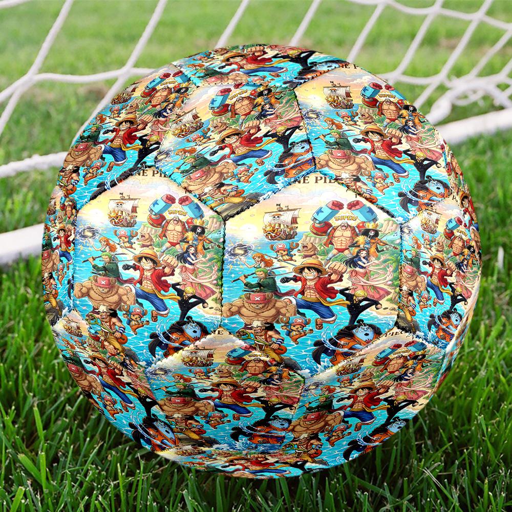 One Piece Print Size 5 Soccer Ball, Standard Match Football for Sports Game and Team Practice, Ideal Gift for Soccer Fans