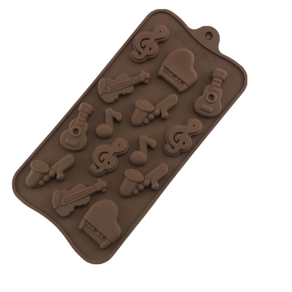 

14 Pcs Set Molds Of Silicone To Make Cakes Mousse Jelly Candy Chocolate With Musical Instrument Shape Chocolate color#0