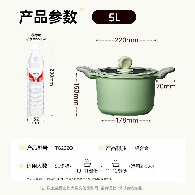 Chu Da Huang 22cm Bamboo Green Stone Non-Stick Soup Pot