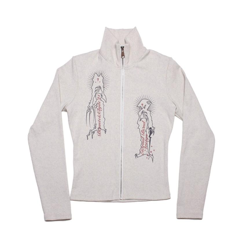 2KWEIRD Harajuku Turtleneck Cardigan Vintage Grunge Print Jacket Fairycore Y2k Ribbed Cardigans E-girl Graphic Clothes