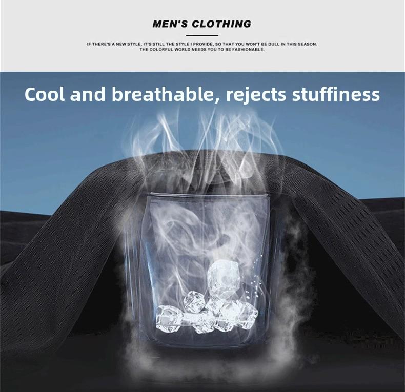 Men's Summer Ice Silk Quick-Dry Breathable Pants with Cuffs for Running and Casual Wear
