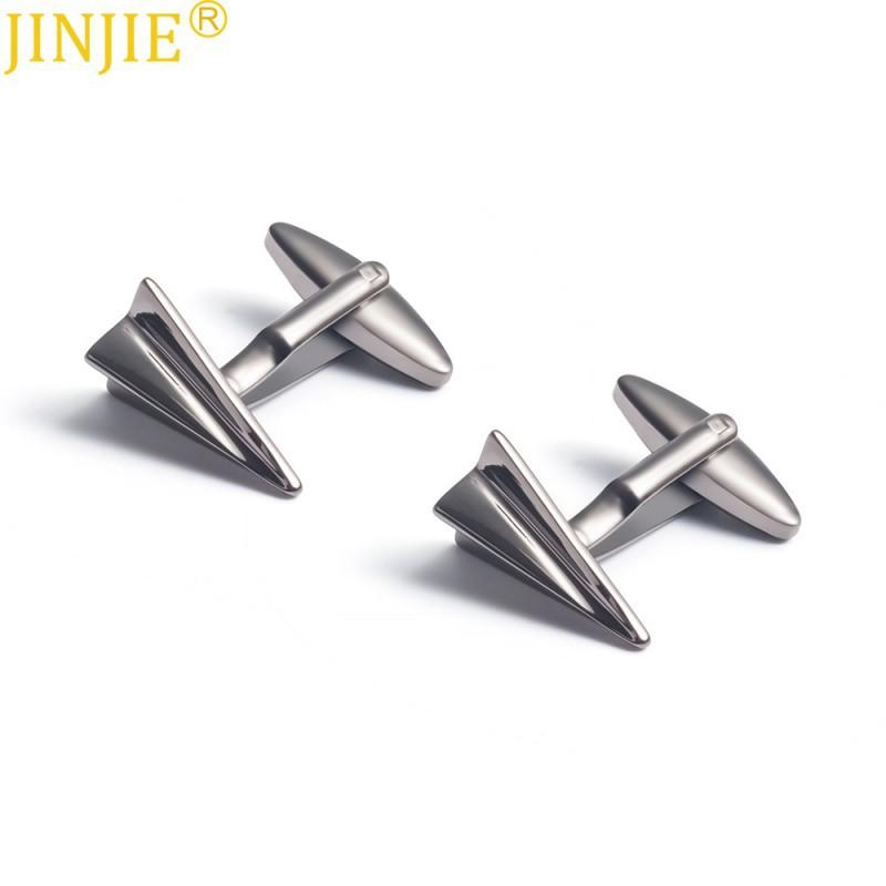 Electroplated Silver Gun Black Paper Airplane Metal Cufflinks Men s French Shirt CL-2048
