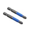 Blue Leather Case 12-Piece Cross-Head Anti-Slip Bit Set, S2 Material, 50mm Screwdriver Blades
