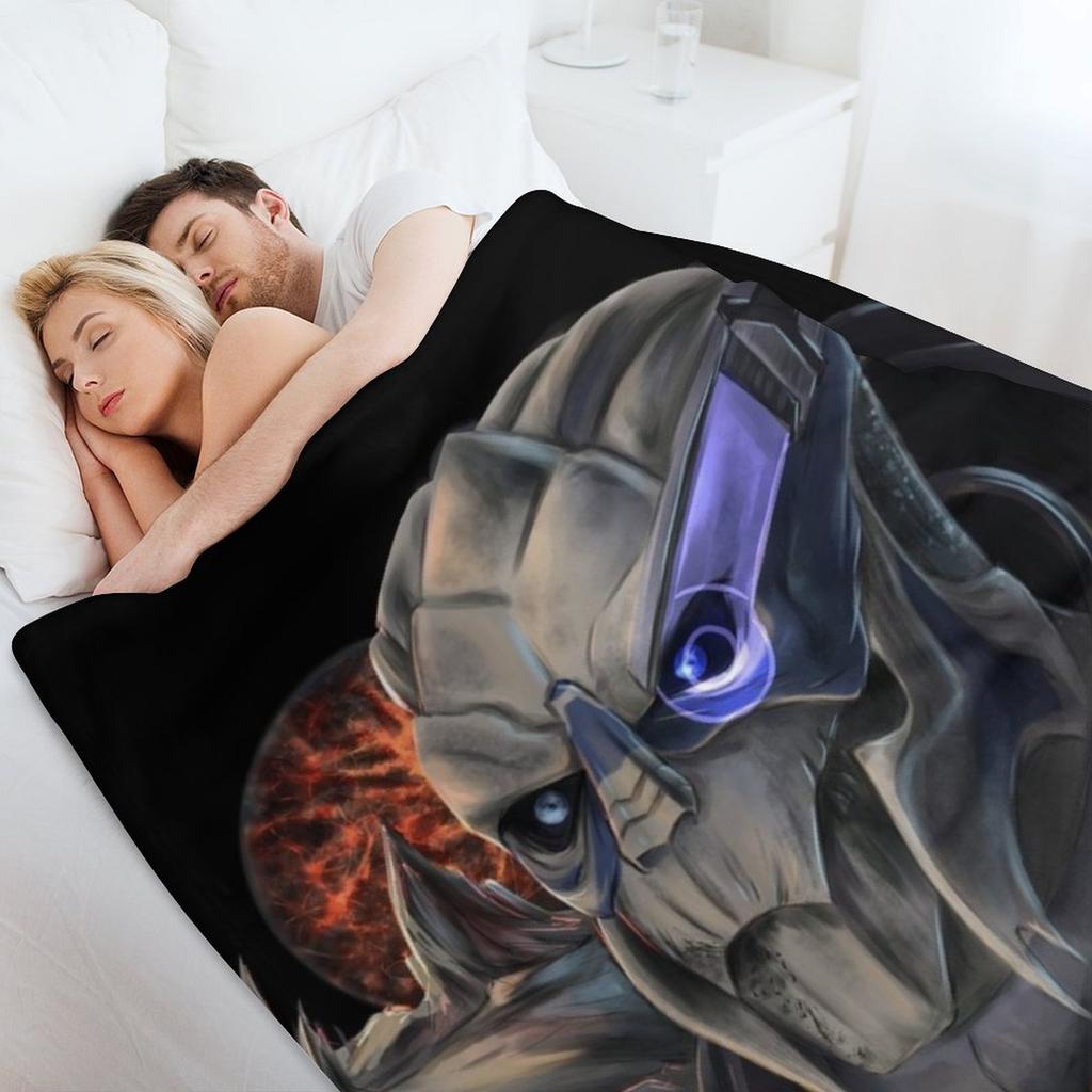 Garrus Vakarian Mass Effect Throw Blanket Heavy Retros Plaid Flannels Blankets
