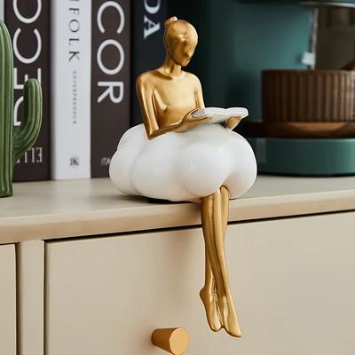 Sculpture de fille en nuage, art abstrait, statue, décoration de table moderne, décoration de chambre de luxe pour la maison, design esthétique, figurine artisanale