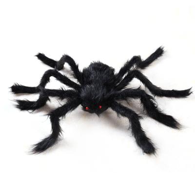 Giant Fake Spider Lifelike Halloween Posable Black Soft Hairy Fake Spiders Scary Decorations for Yard Home 90cm