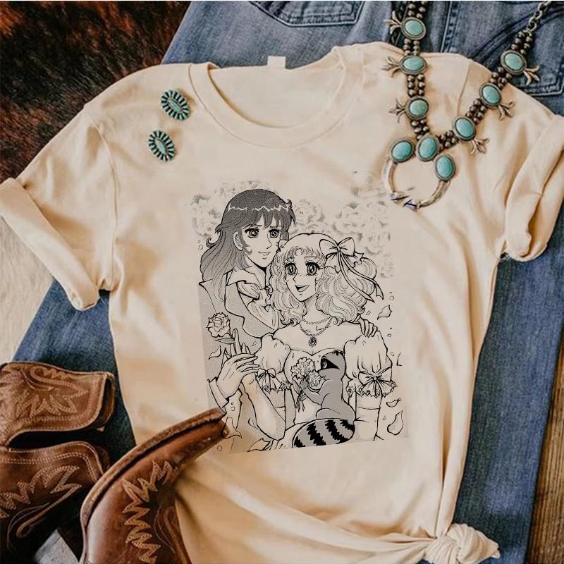 Lata 90. Kawaii Cukierki Cukierki Anime Letni Top Koszulka Damska Nadruk Koszulka Grunge Anime Manga Koszulka Topy Graficzny Estetyczny