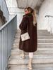2025 Autumn/Winter Women's Plush Long Coat: Furry, Long-Sleeved, Turn-Down Collar