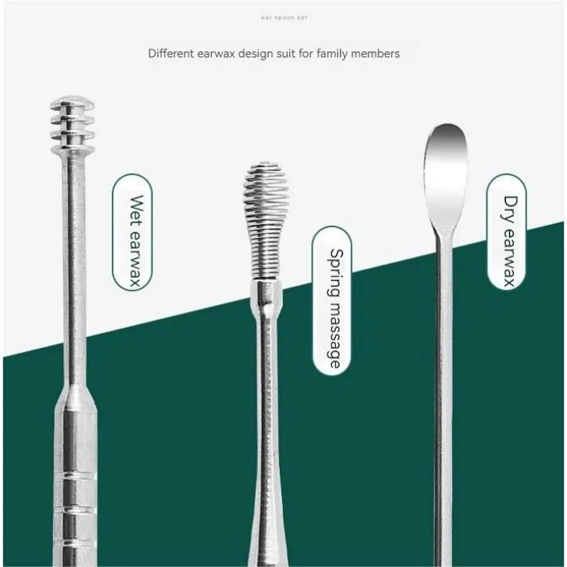 Stainless Steel Ear Picker Set Portable For Ear Puller Multi-Functional Ear Cleaning Safe Material Non-Slip Handle