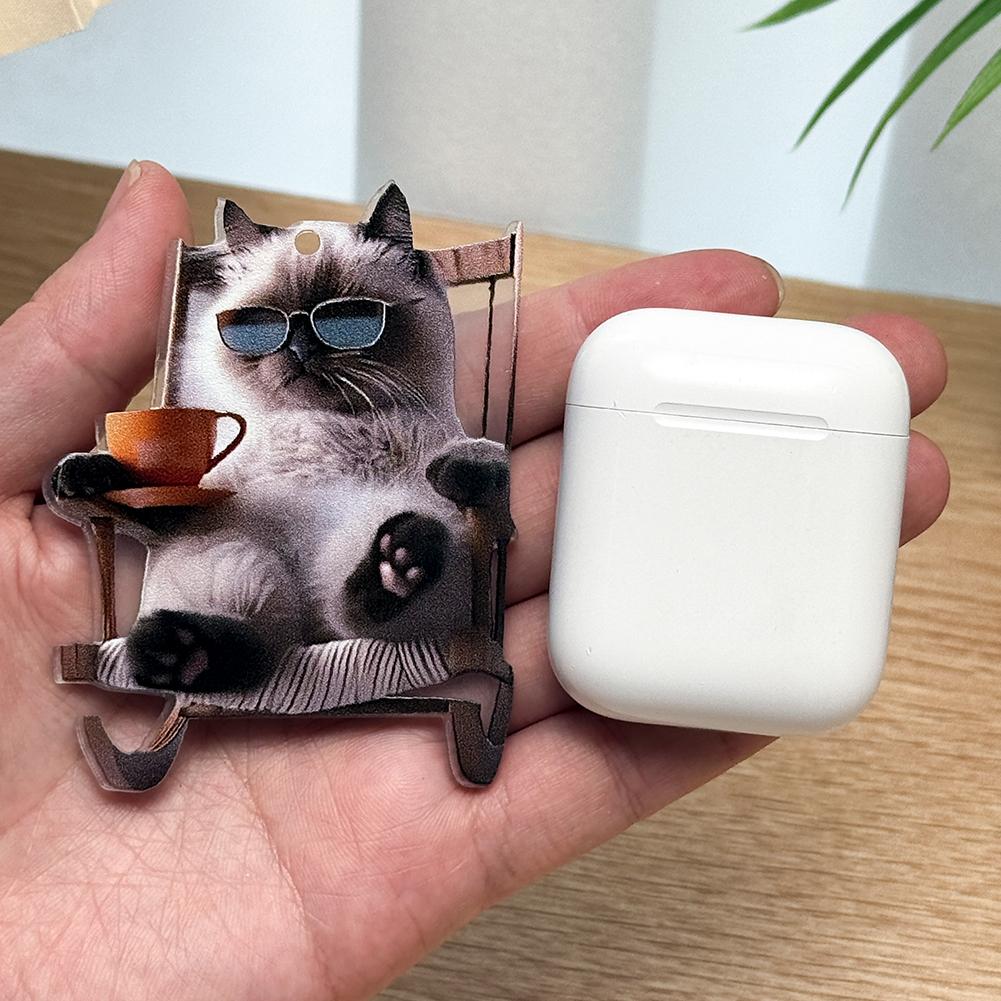 Dog Holding Baseball Bat, Cat Drinking Tea 2D Car Pendant Backpack Accessories Home Decoration Toy