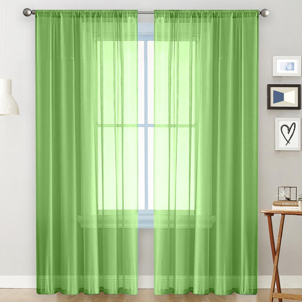 1pc Modern Solid Colour Sheer Curtain, Rod Pocket Curtains for Living Room Bedroom, Home Decoration, French Window Screen