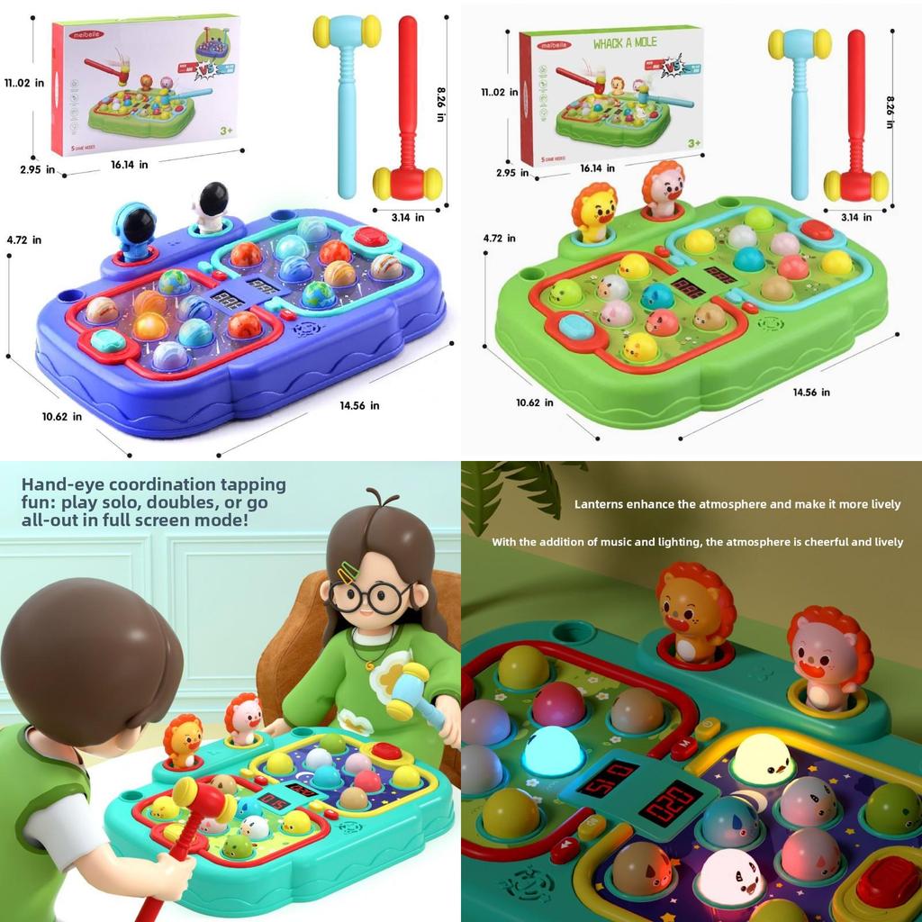 Children Whack A Mole Interactive Toy With Sound For Family Play And Brain Development