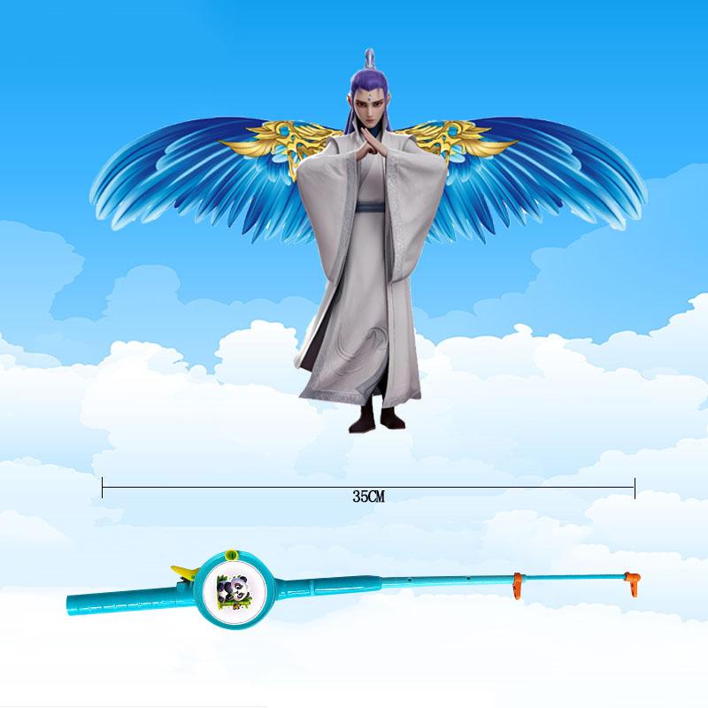 Children Kite Toy Cartoon Eagle Foldable Mini Plastic Toys Kite Hand Brake Fishing Rod Butterflies Movable Wings Outdoor Toy