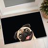 1pc Pug Head Fun Pattern Flannel Mat Home Entrance Door Hallway Absorbent Anti-Slip Foot Mat Bedroom Door Durable Carpet