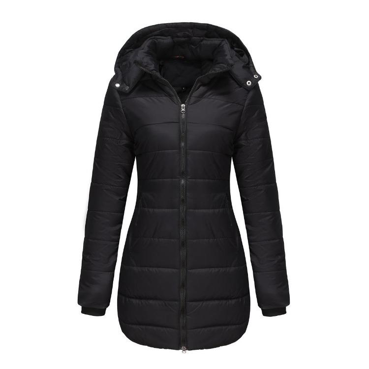 

Casual Women Long Sleeve Solid Color Fashion Jacket Print Winter Down Outerwear S чёрный