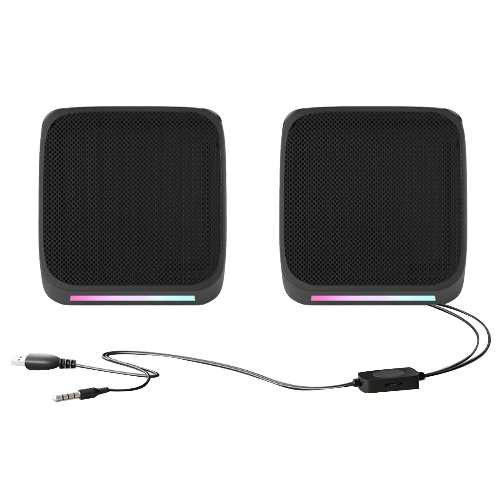 

1 Pair of Portable Mini Speakers for Desktops and USB Compact PC Speakers with 3D Surround Sound Laptops, Powered,