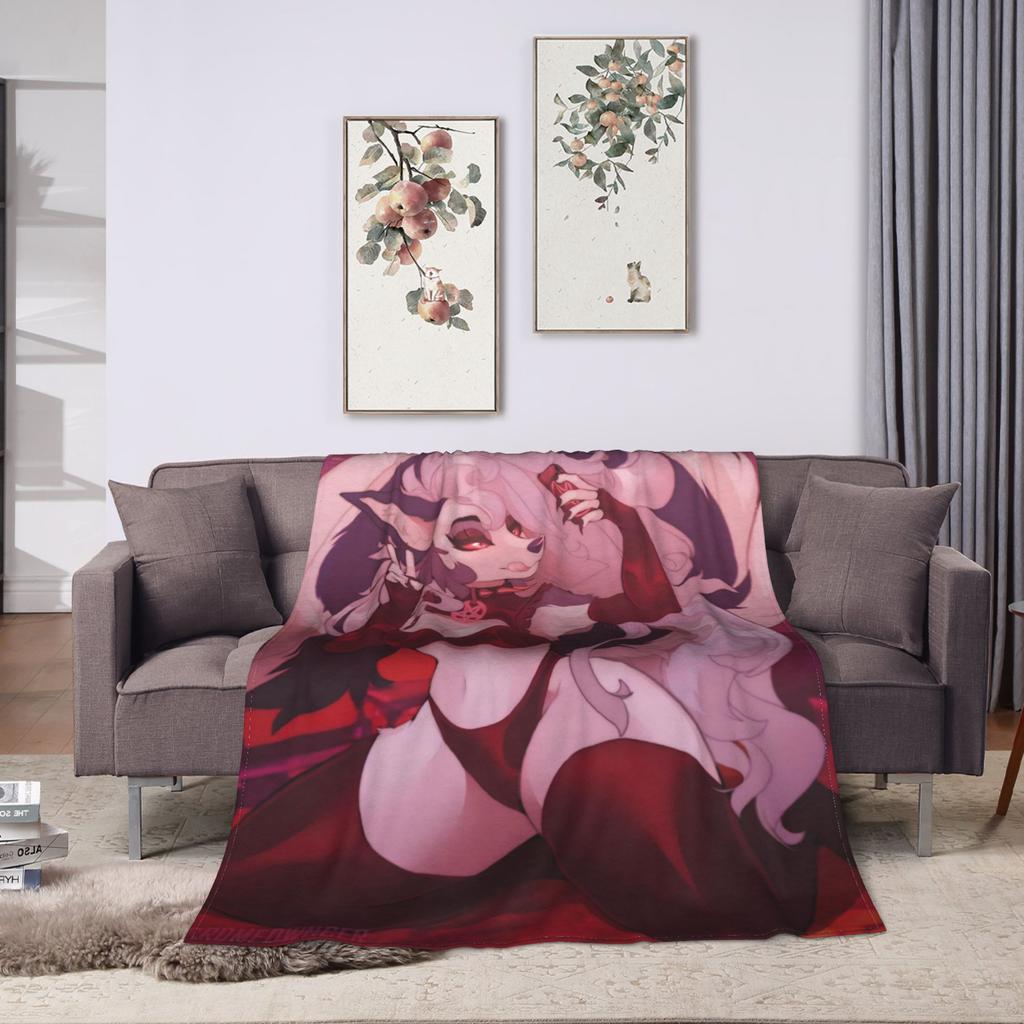 Warm Blanket Boy Girl Travel Helluva Boss Loona Throw Blanket Flannel Bedspread For Outdoor Print Sofa Bed Cover