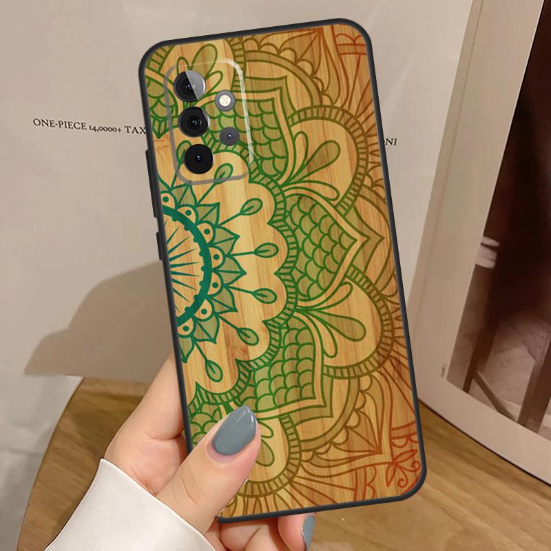 Mandala Wood Floral Case For Samsung Galaxy A55 A35 A15 A54 A34 A14 A33 A53 A13 A23 A17 A06 A16 A56 A36 A32 A52