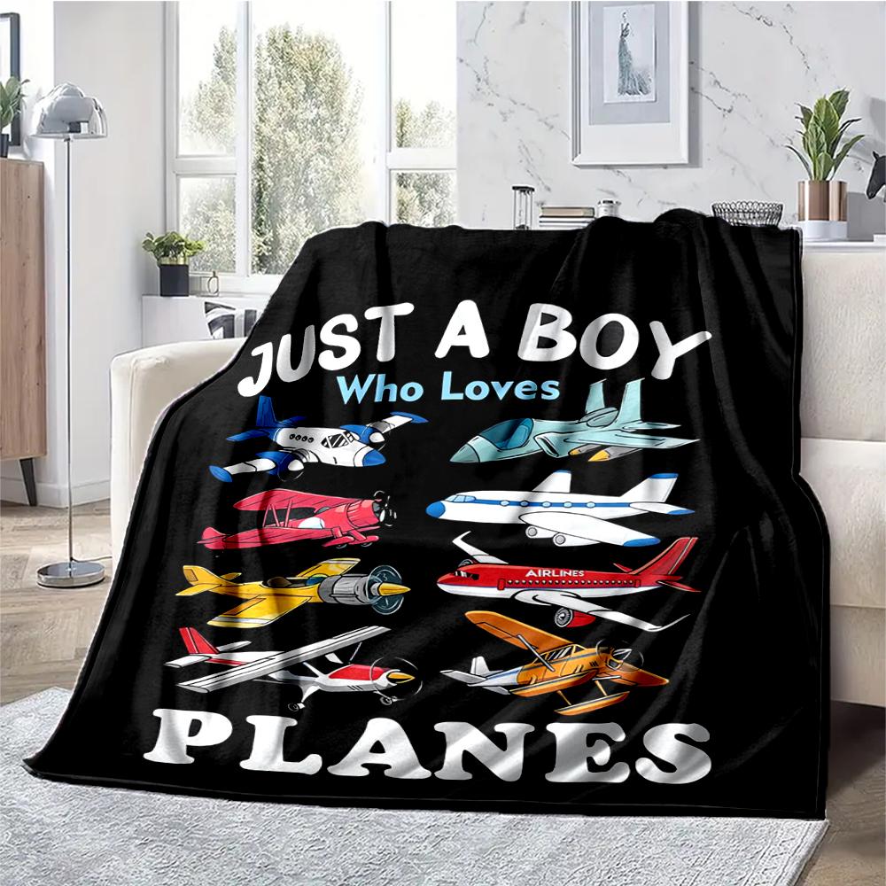 Airplane Theme Printed Blanket - Perfect for Couch, Bed, Travel & Outdoor Use | Machine Washable, Cozy & Durable.