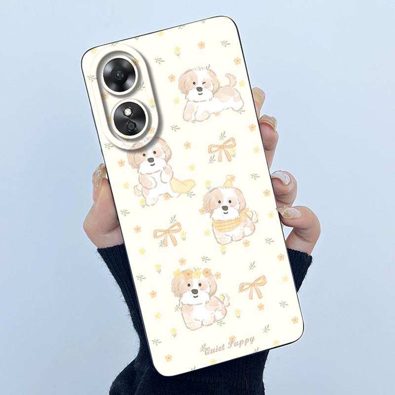 For OPPO A17 A17K 2022 CPH2477 Case Back Cover Cute Panda Sweet Girls Soft Silicone TPU Phone Case Shockproof Protective Casing