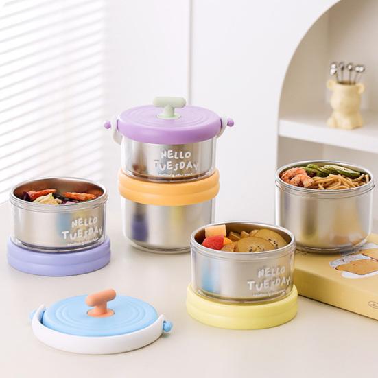 Mehrschichtige Brotdose Edelstahl Isoliert Bento Box mit herausnehmbarem Fach Auslaufsicher Tragbar Tragbarer Essensbehälter für Büro Fitnessstudio Picknick Reisen