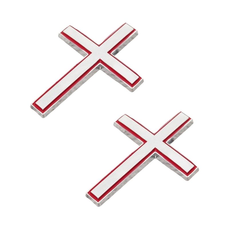 Raised Crosses Car Emblem Metal Decoration Weather Resistant Adhesive Sticker Decal for Vehicles Tailgate