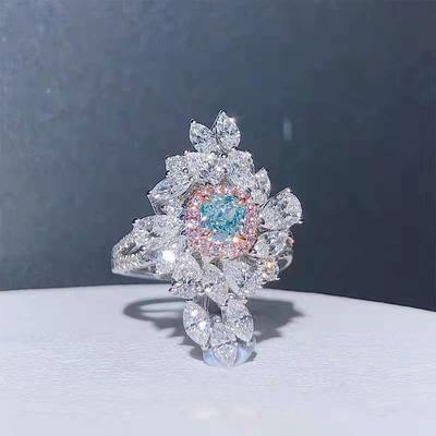 Group Inlaid Imitation Natural Argyle Pink Diamond Temperament Banquet Ring