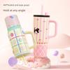 Large Capacity Thermos Cup for Women, Stylish Ice Cup, Cute Cartoon Portable Car Cup with Handle, Giant Straw Water Cup