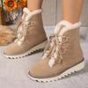 Large Size Women's Snow Boots 2025 Autumn Winter New Plush Thicken Lace Up Cotton Boots Comfortable Outdoor Non Slip Warm Shoes