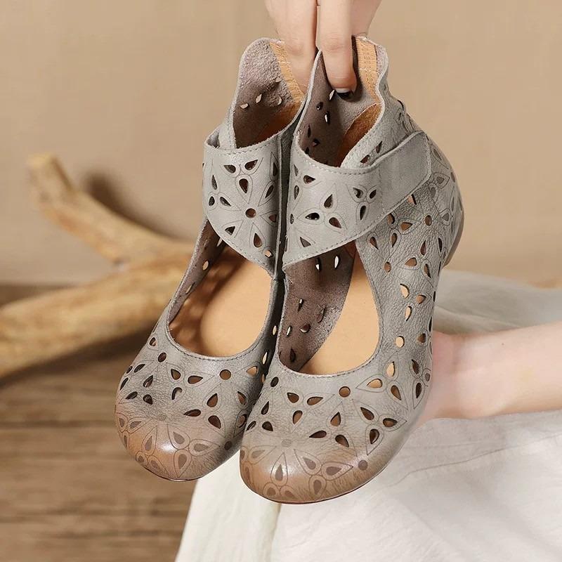 Fashion 2025 Spring and Summer National Style Handmade Hollow Cool Boots Women's Retro Ethnic Style Roman Sandals Casual