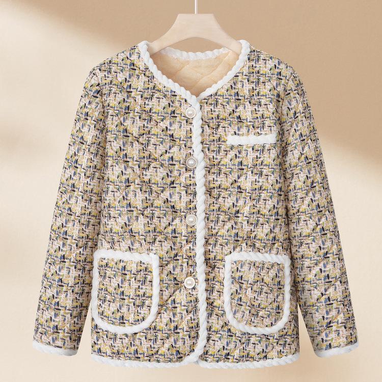 Clothes Small Cotton Jacket Thickened Lamb Velvet Short Middle-aged and Elderly Women's Flower Cotton Jacket Cotton Jacket New Winter Style