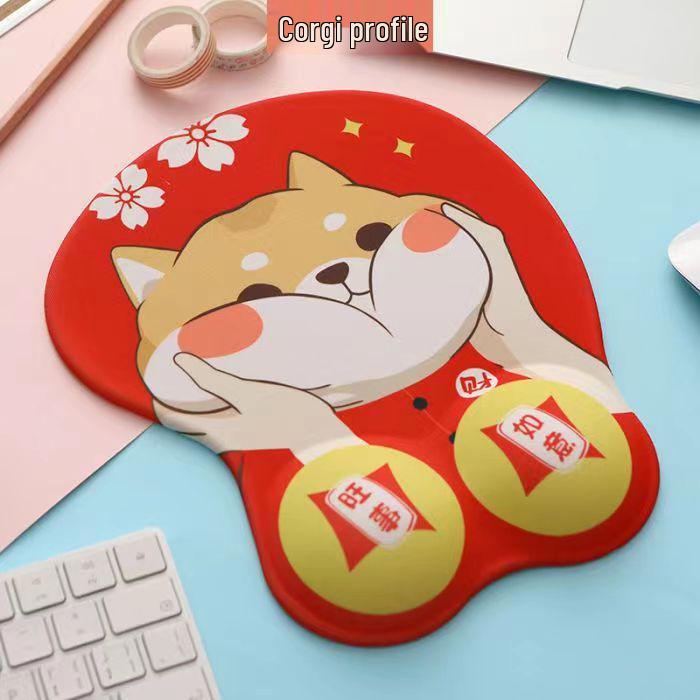 3D Cute Cartoon Silicone Wrist Rest Mouse Pad with Memory Foam