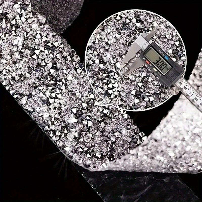 1pc Bling Crystal Rhinestone Ribbon, DIY Self-Adhesive Rhinestone Sticker Ribbon for Wedding Cakes Birthday Crafts Decorations