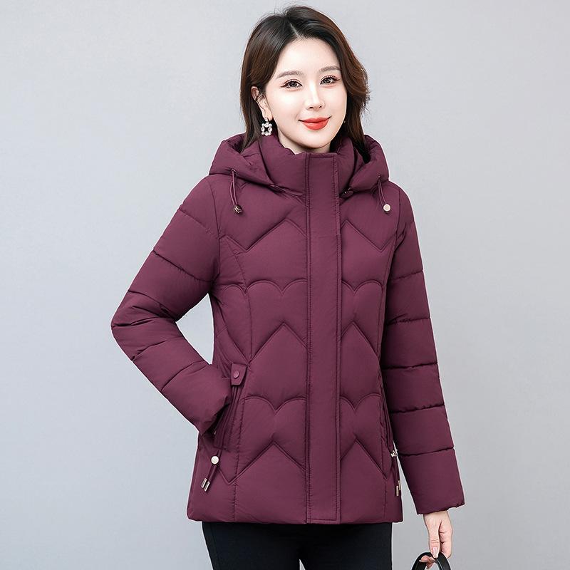 Middle-aged Temperament Hooded Padded Jacket Women's Large Size Autumn and Winter Mother Loose Padded Jacket