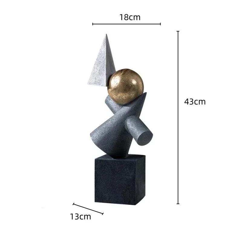 Pryskyřičné řemesla Geometrická abstraktní socha Facetované sošky Trojúhelníkové zlaté koule Dekorativní figurky Domácí dekorační doplňky