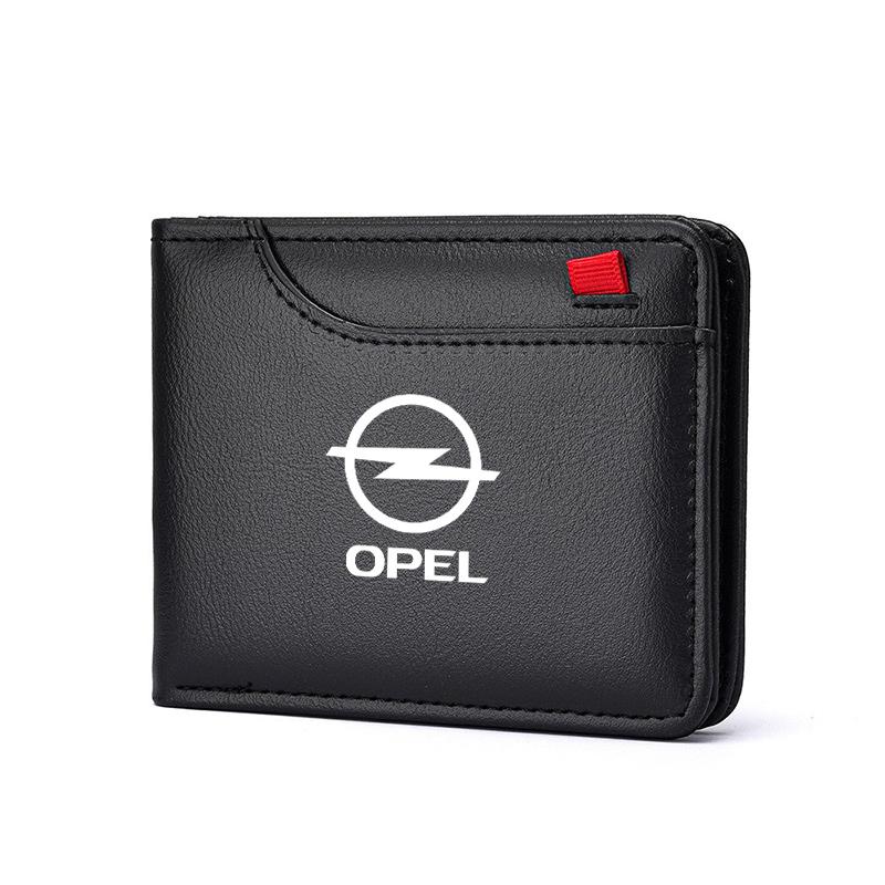

Car Purse Driver License ID Credit Card Leather Wallet For Opel Astra GTC Insignia Antara Meriva Zafira Auto Emblem Accessories