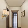 48cm Bipolar Copper Ceramic Wall Lamp, E14*2 Not Including Light Source, Round Fabric Lamp 220V, Decorative Transition Lamp