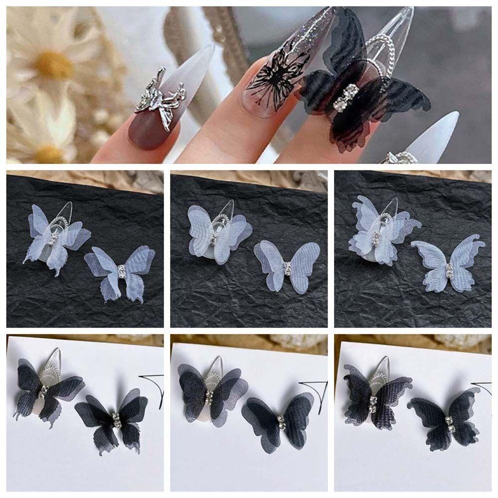 

2Pcs/set Gauze Double Layer Butterfly Gauze Butterfly Nail Decorations Nail Salon