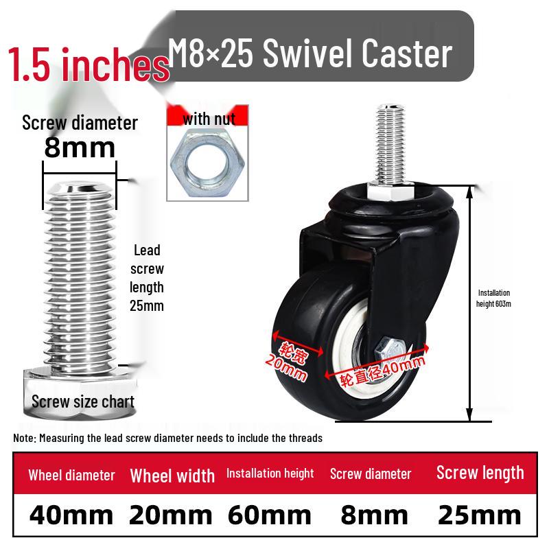 Silent Swivel Casters with Inch Threaded Rod & Double Bearings