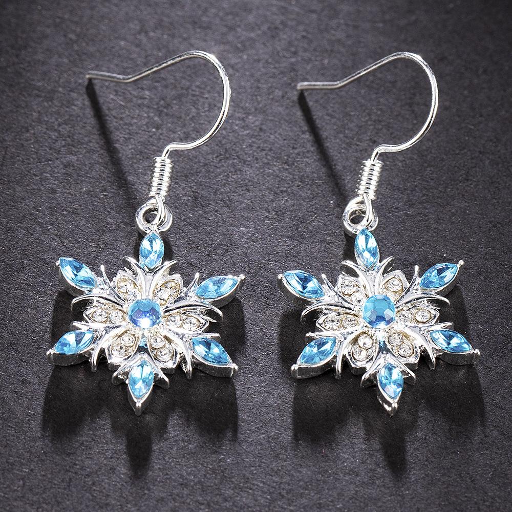 Elegant Zircon Snowflake Drop Earrings For Women Christmas Rhinestone Snowflake Pearl Earrings Gilrs Xmas New Year Party Jewelry