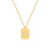 Style Square Brand Moon Pattern Zircon Inlaid Collarbone Chain, Stainless Steel Plated 18K Real Gold Necklace P108