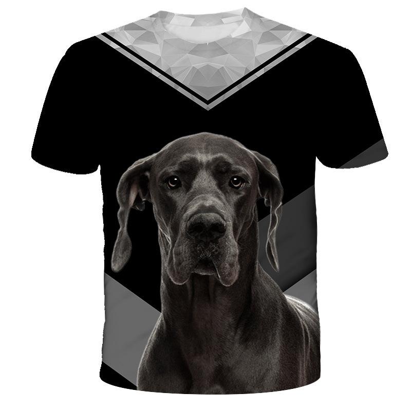 Summer Round Neck Animal Dog Pattern 3D Print Top Fashionable Casual Short Sleeved Men's T-shirts